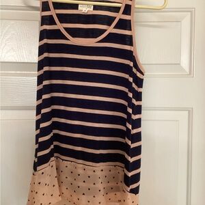 Maison Jules Navy and Pink Striped Tank Top